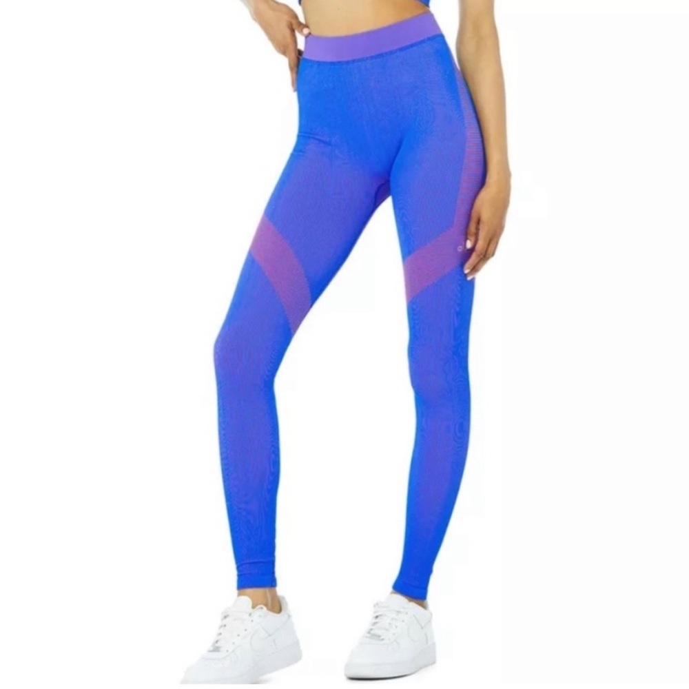 ALO Yoga Blue and Purple High-Rise Seamless Leggings